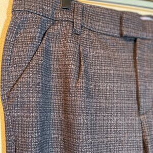 High rise pleated ankle straight leg pants